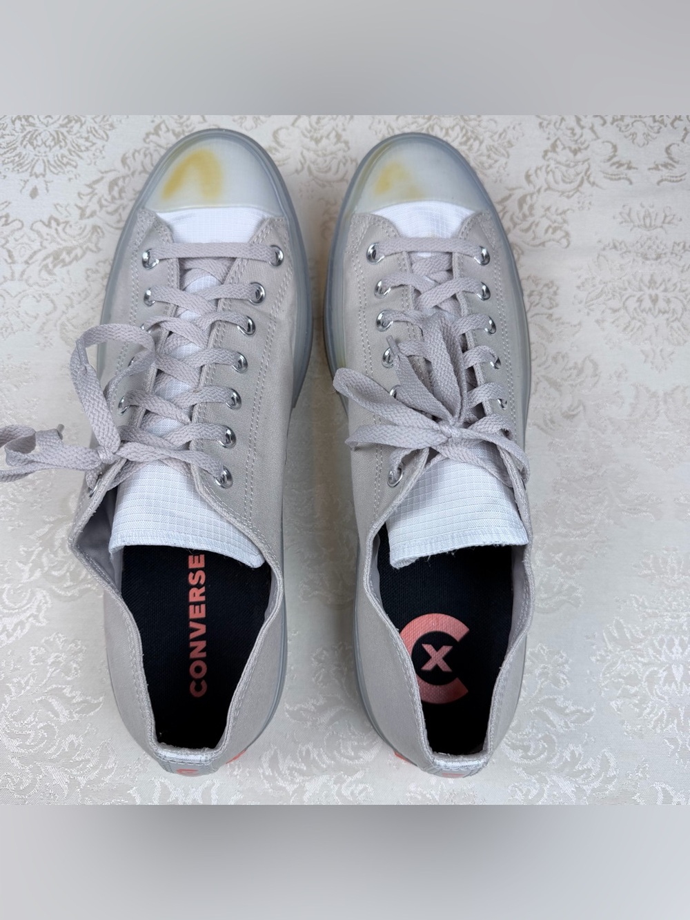 Converse Men’s Low-Top Sneakers in Gray with Clear Around Soles 13